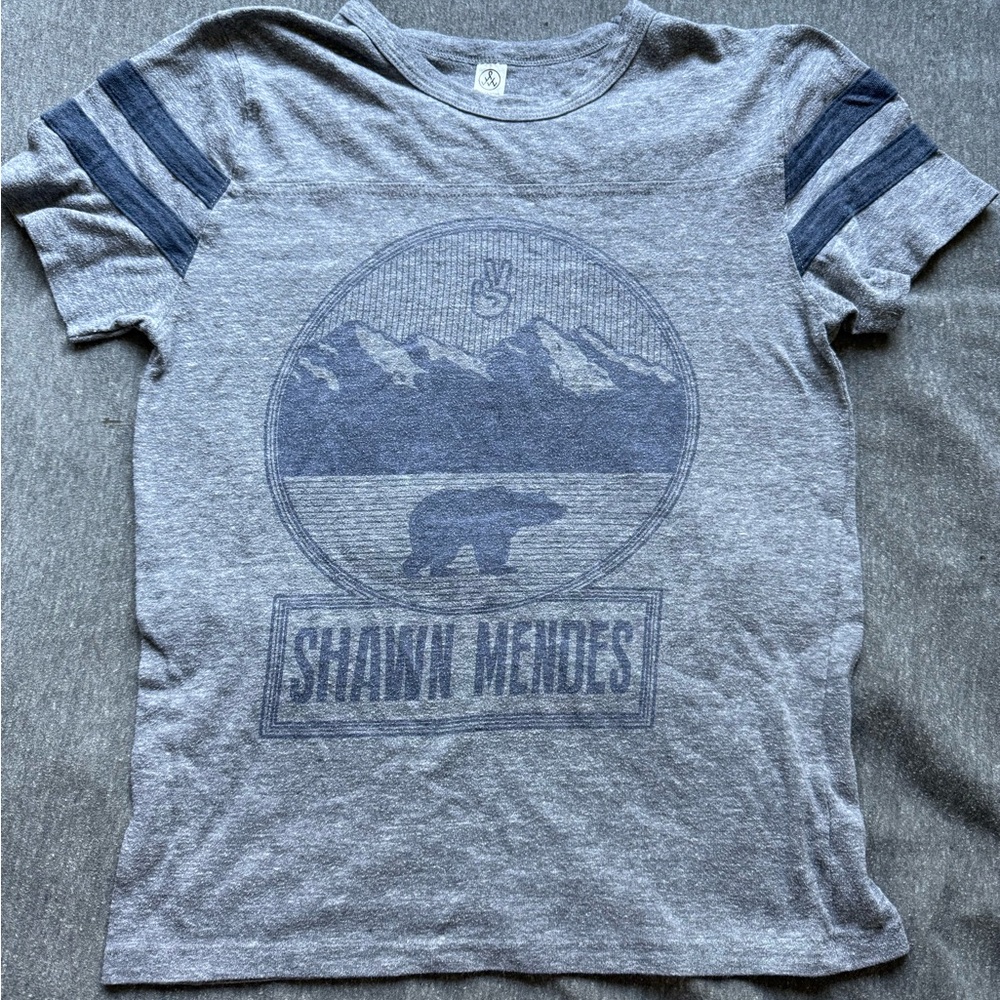 Shawn Mendes Alternative Gray and Blue Short Sleeve Tee